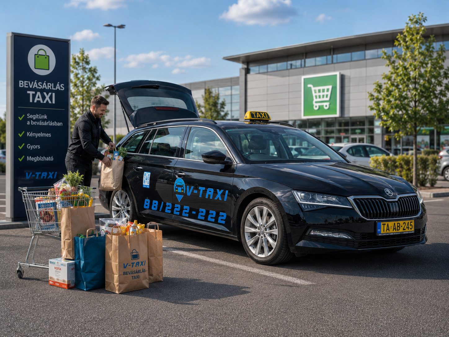Bevásárlás és kiszállítás V-Taxival